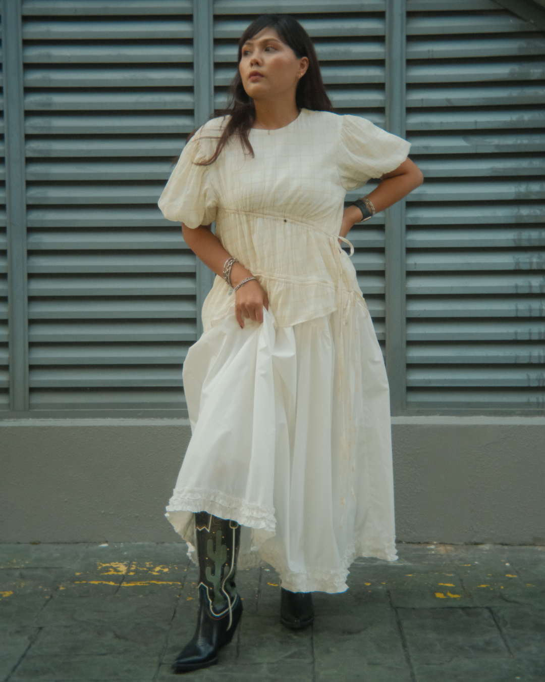 Olivia Plaid Puff Blouse