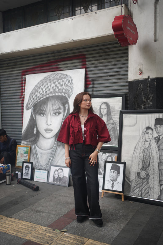 Double Heart Denim Jeans (Red Stitching)