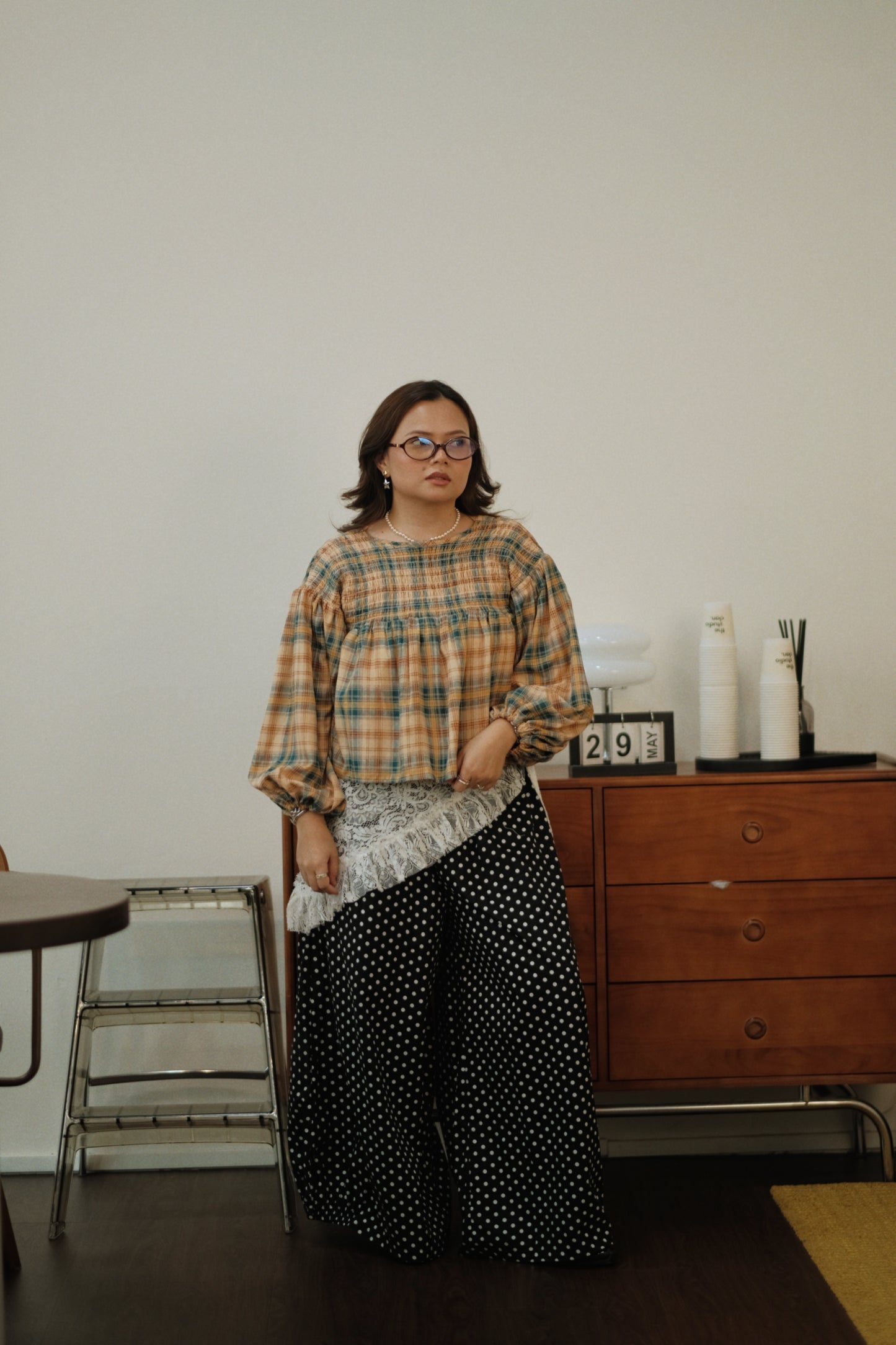The Muse Wide Barrel Pants (Polka Dots)