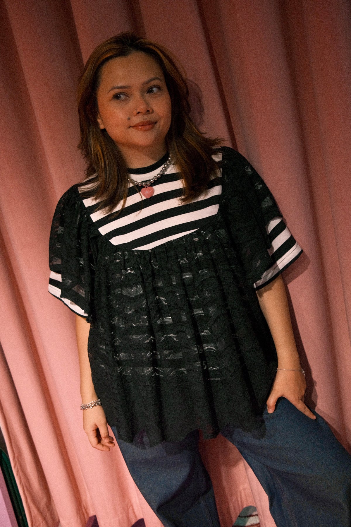 The Striped Lace Panel Tee