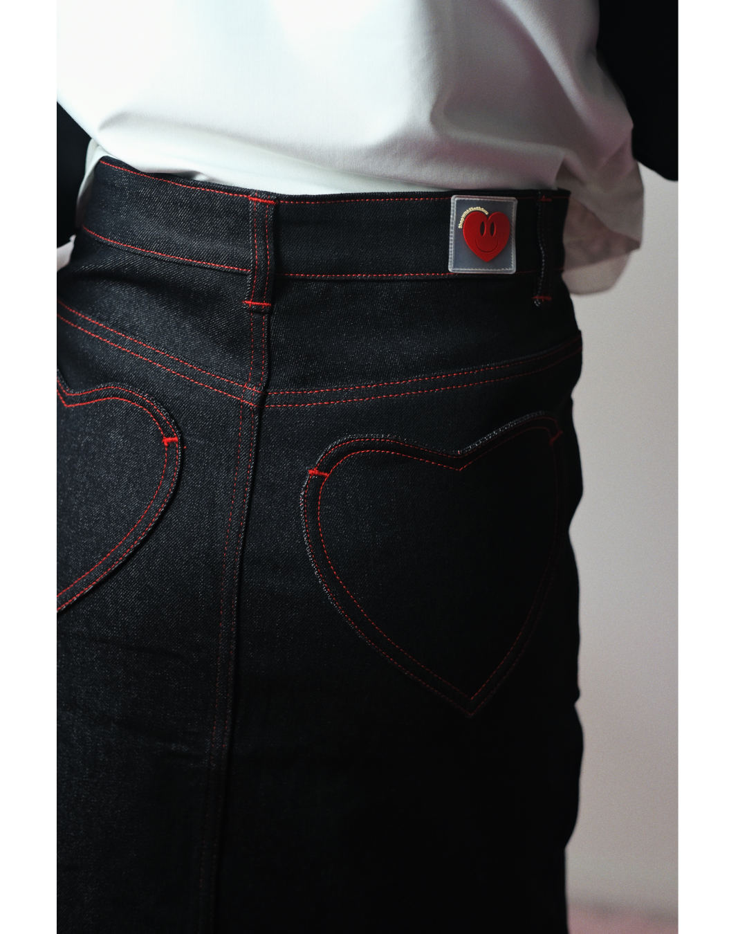 Double Heart Denim Skirt