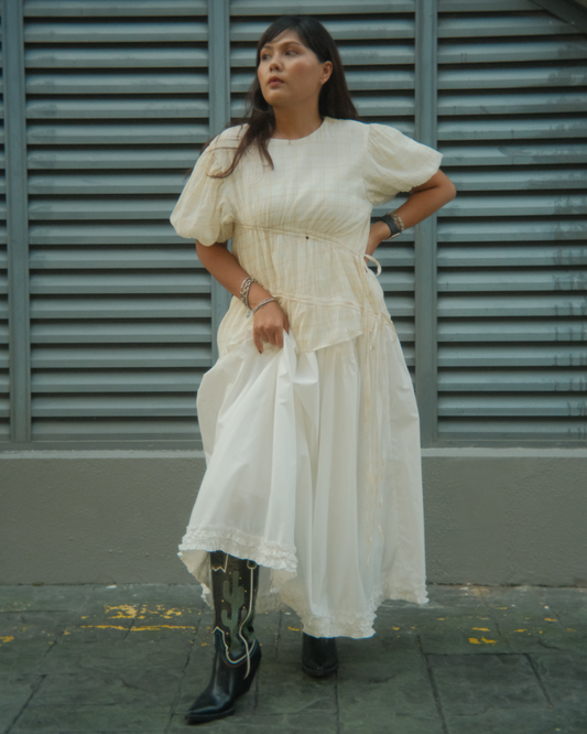 Olivia Plaid Puff Blouse