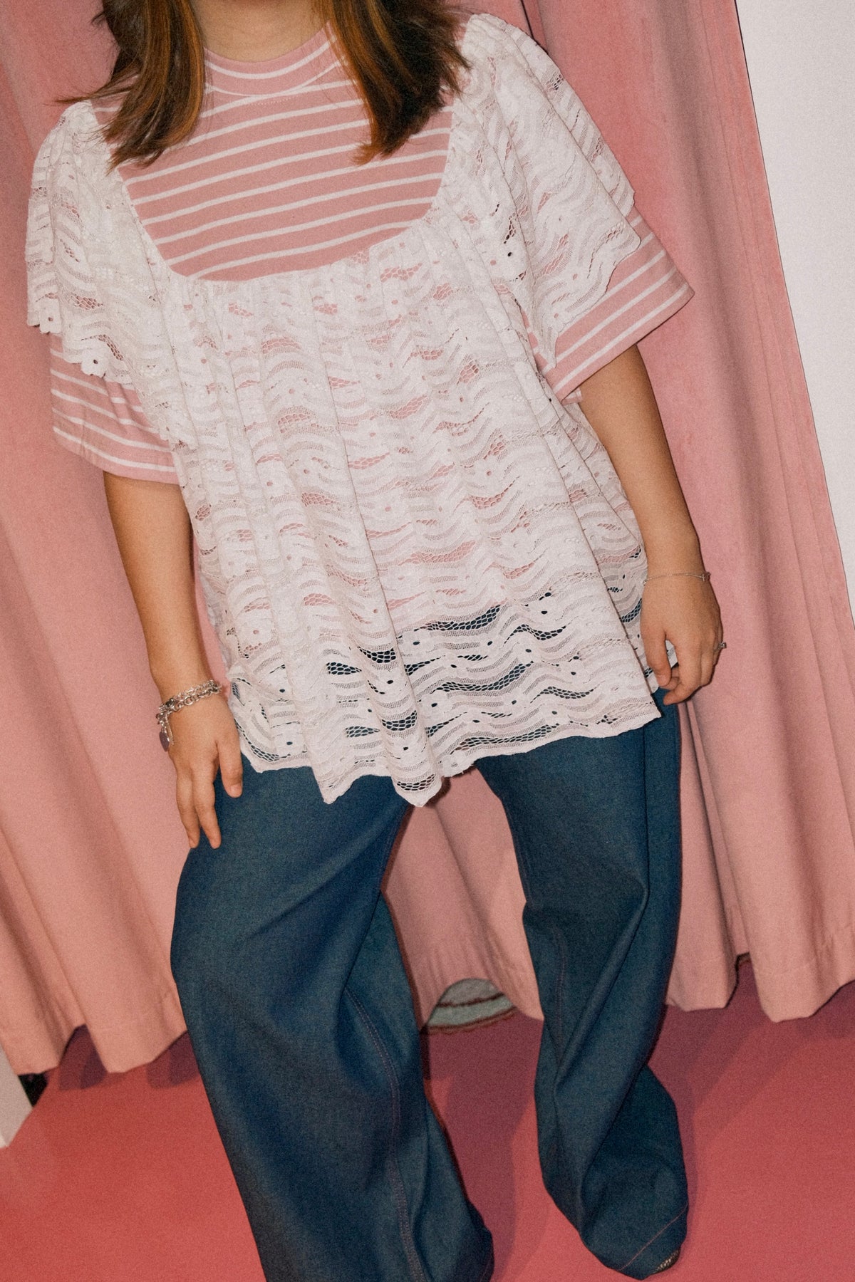 The Striped Lace Panel Tee