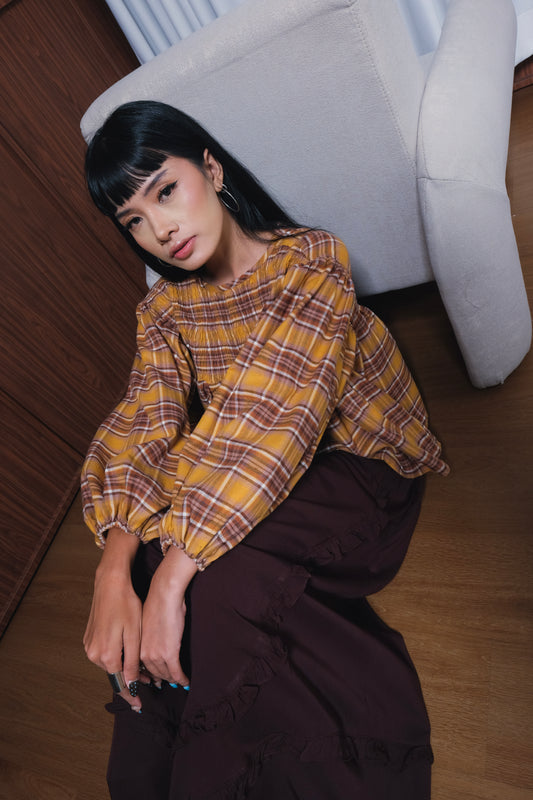 Malia Smocked Blouse in Plaids