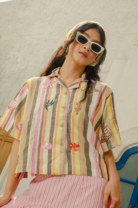 Seaside Trinkets Embroidery Boxy Shirt