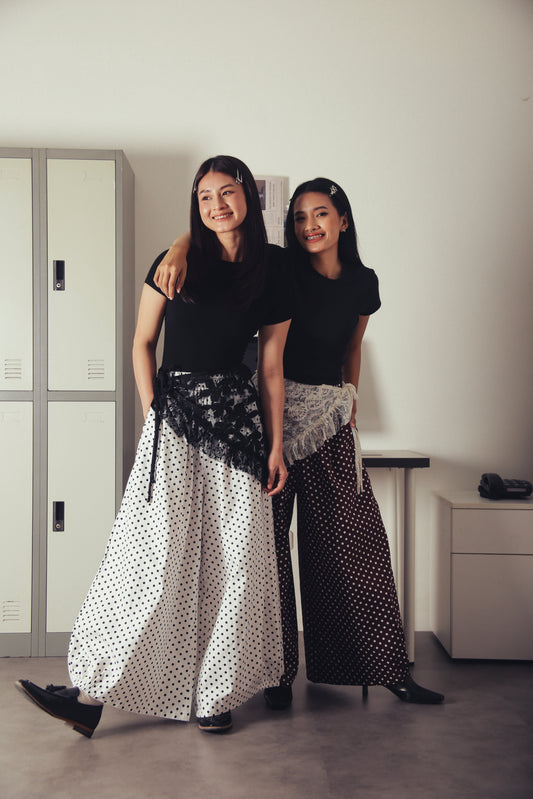 The Muse Wide Barrel Pants (Polka Dots)