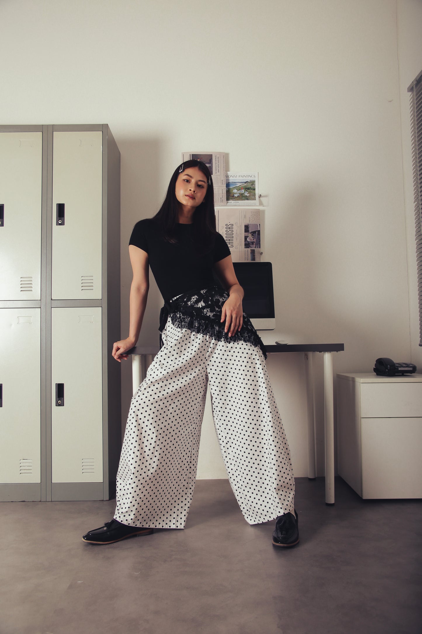 The Muse Wide Barrel Pants (Polka Dots)