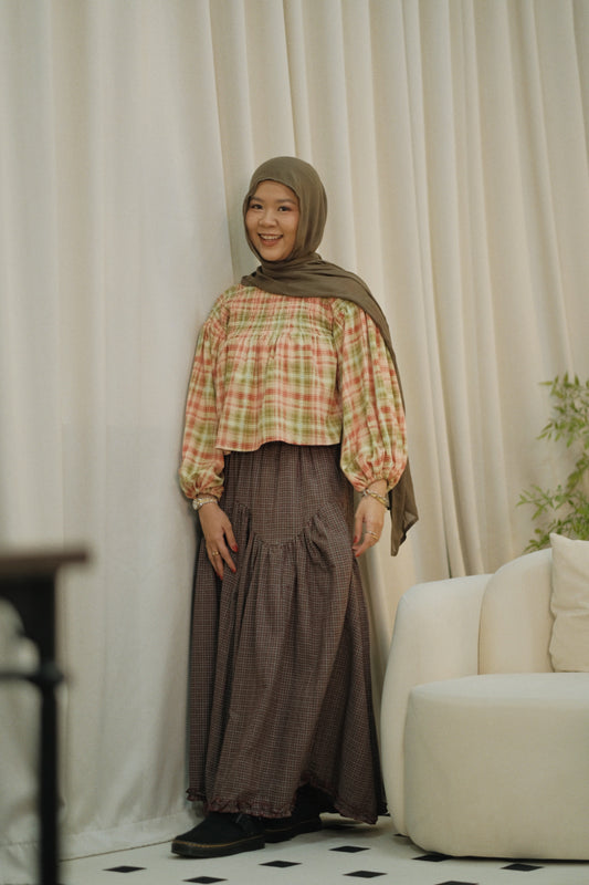 Malia Smocked Blouse in Plaids