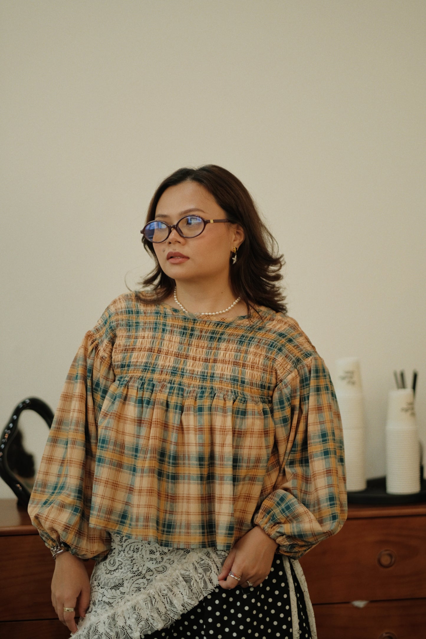 Malia Smocked Blouse in Plaids