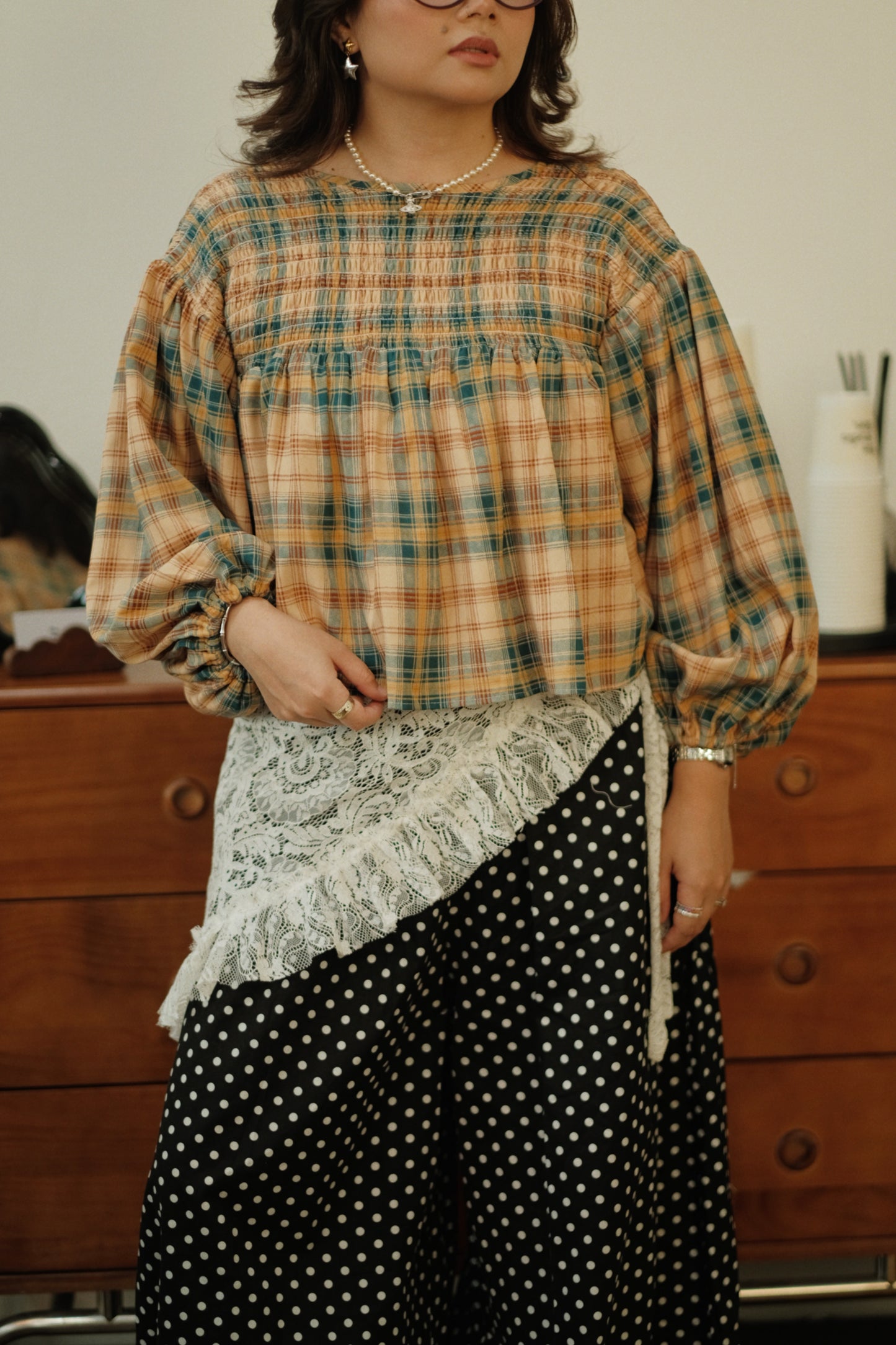 Malia Smocked Blouse in Plaids