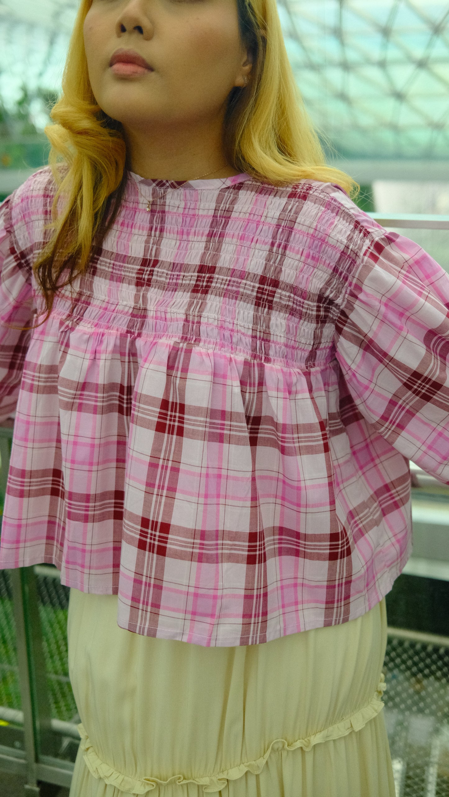 Malia Smocked Blouse in Plaids