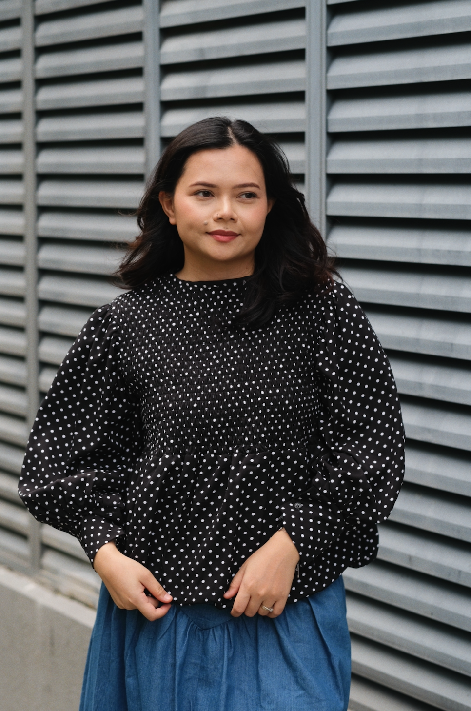 Cady Smocked Bubble Blouse (Polka Dot Series)