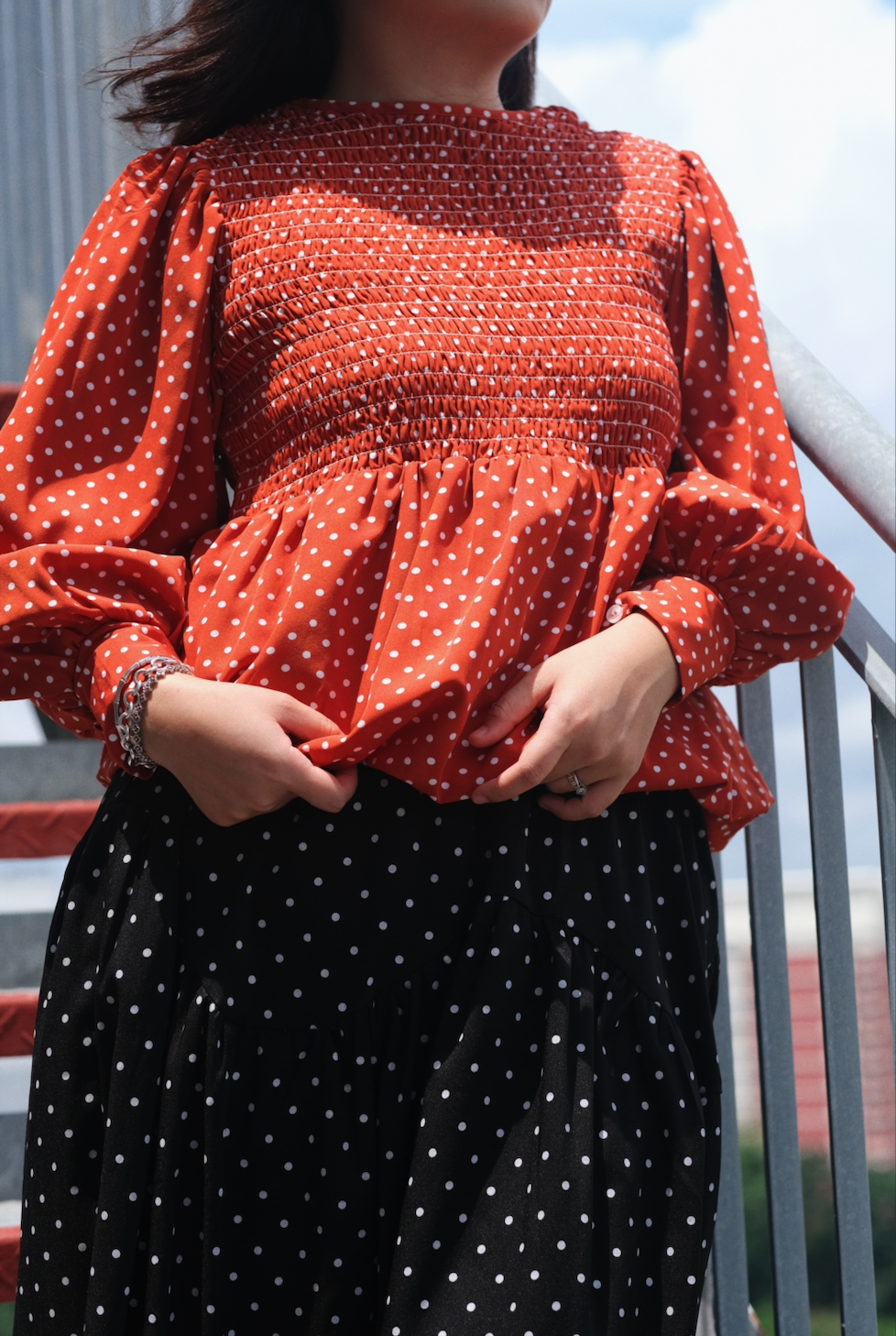 Cady Smocked Bubble Blouse (Polka Dot Series)