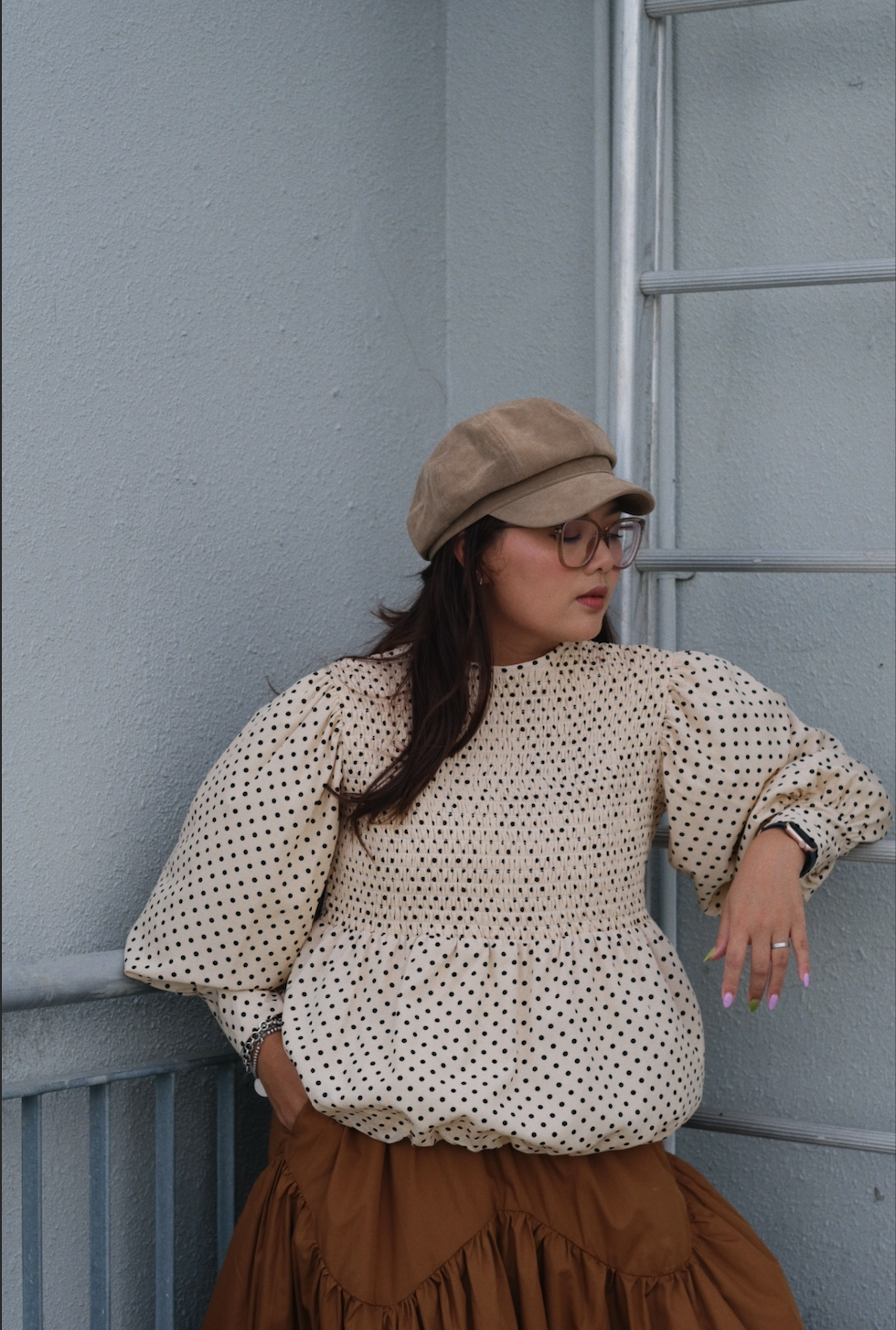Cady Smocked Bubble Blouse (Polka Dot Series)