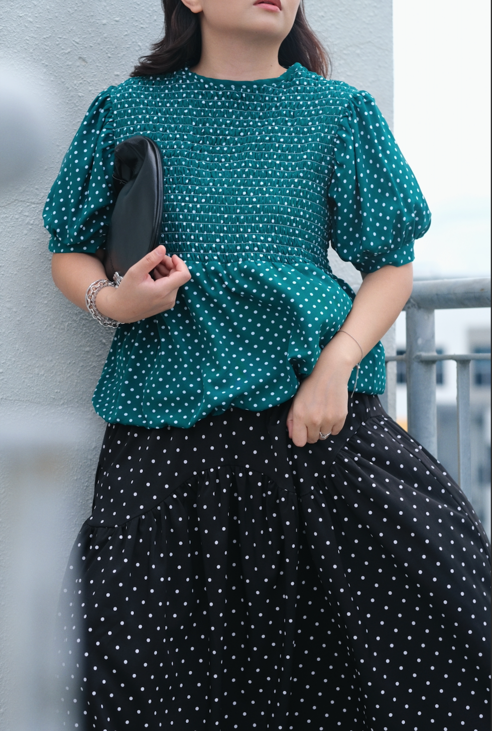 Cady Smocked Bubble Blouse (Polka Dot Series)